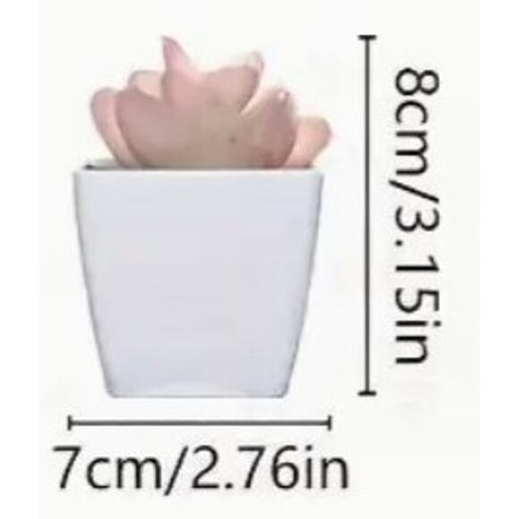 Mini Fake Faux Artificial Pink Succulent Potted Plant in Plastic White Pot - GUC - Picture 9 of 9